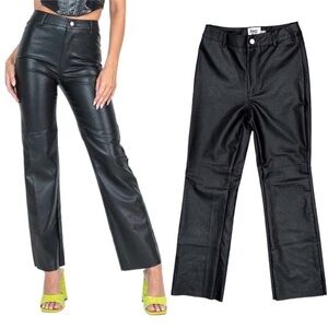 Princess Polly Macey High Rise Black Vegan Straight Leg Pants Size 6 NWOT